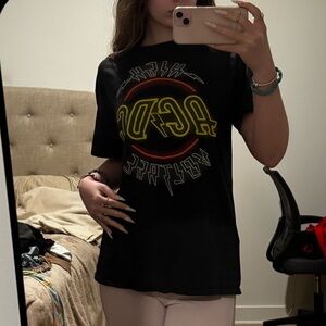 AC/DC Black Graphic Logo Short Sleeve Tee - Women's